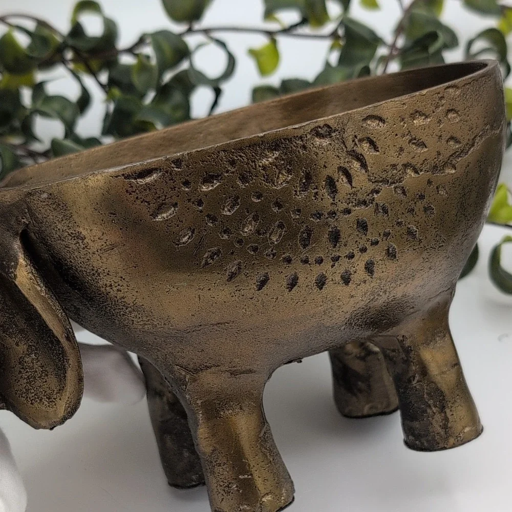 Anthropologie Ezzie Elephant Gilded Metal Planter Air Plant Succulents Trinkets